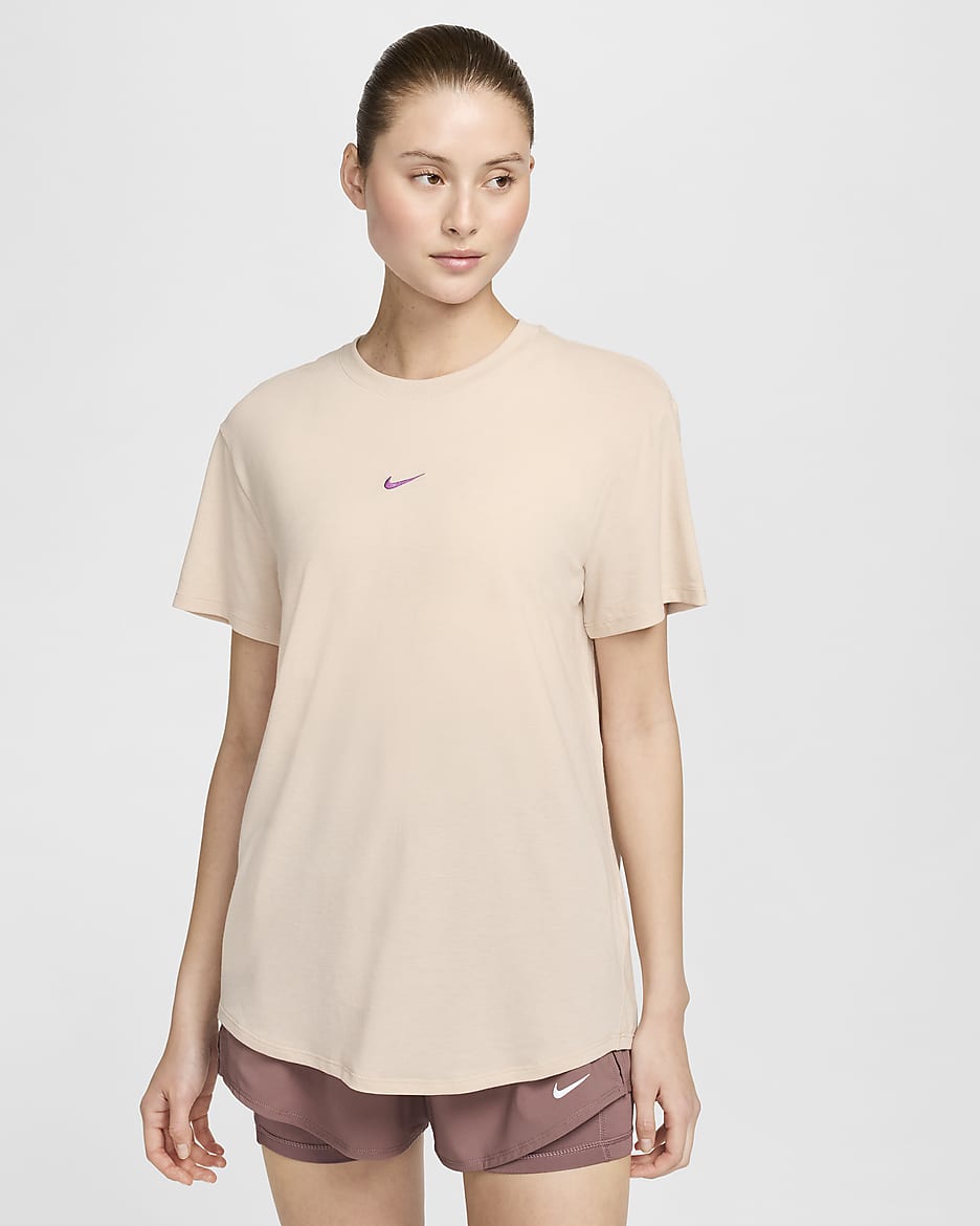 Nike One Relaxed Women's Dri-FIT Short-Sleeve Top - Sanddrift/Viotech