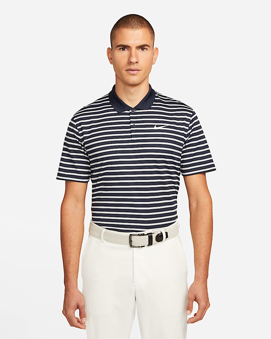 Nike Dri-FIT Victory Polo de golf a rayas - Hombre - Obsidian/Blanco