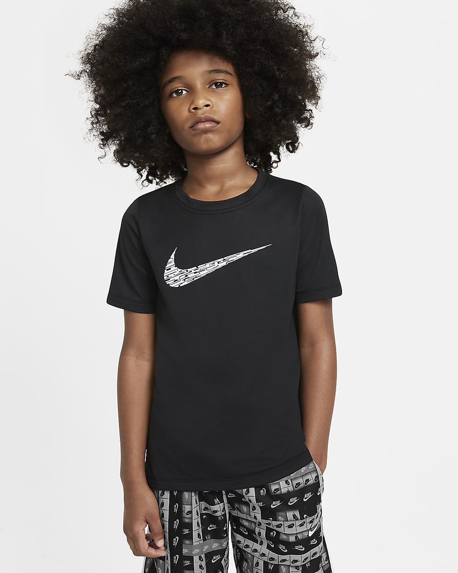Nike Big Kids' (Boys') Short-Sleeve Training Top - Black/White