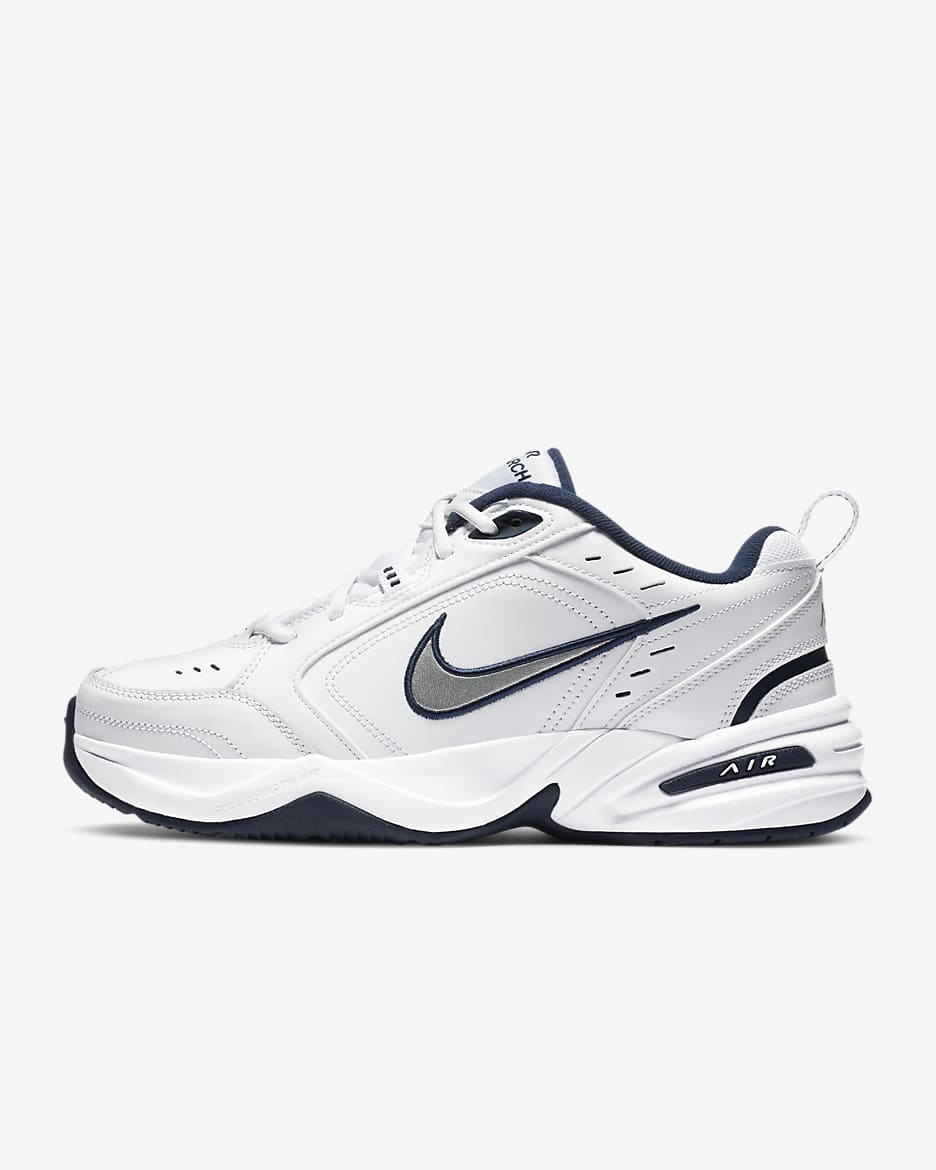 Nike Air Monarch IV Men's Workout Shoes - White/Metallic Silver