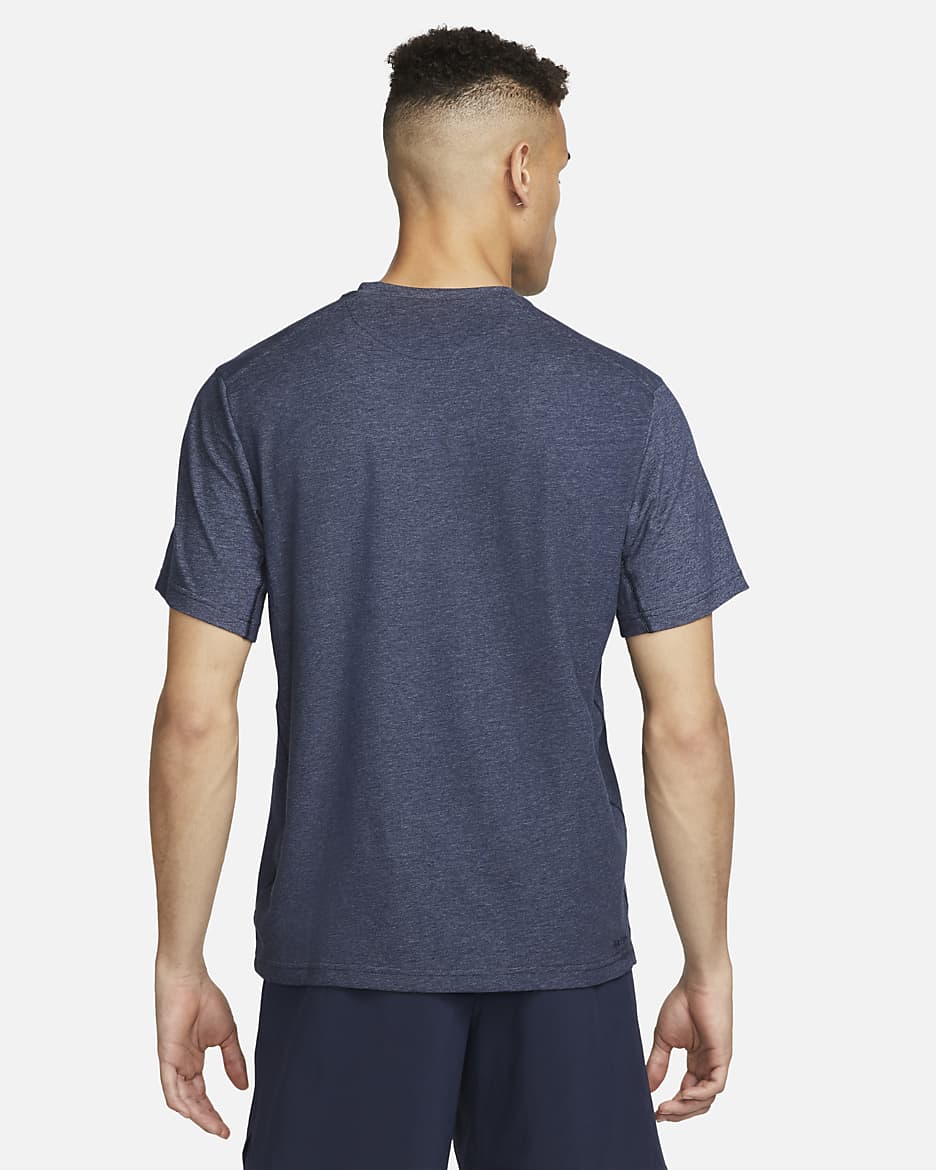 Nike Primary Men's Dri-FIT Short-sleeve Versatile Top - Obsidian Heather/Heather/Obsidian