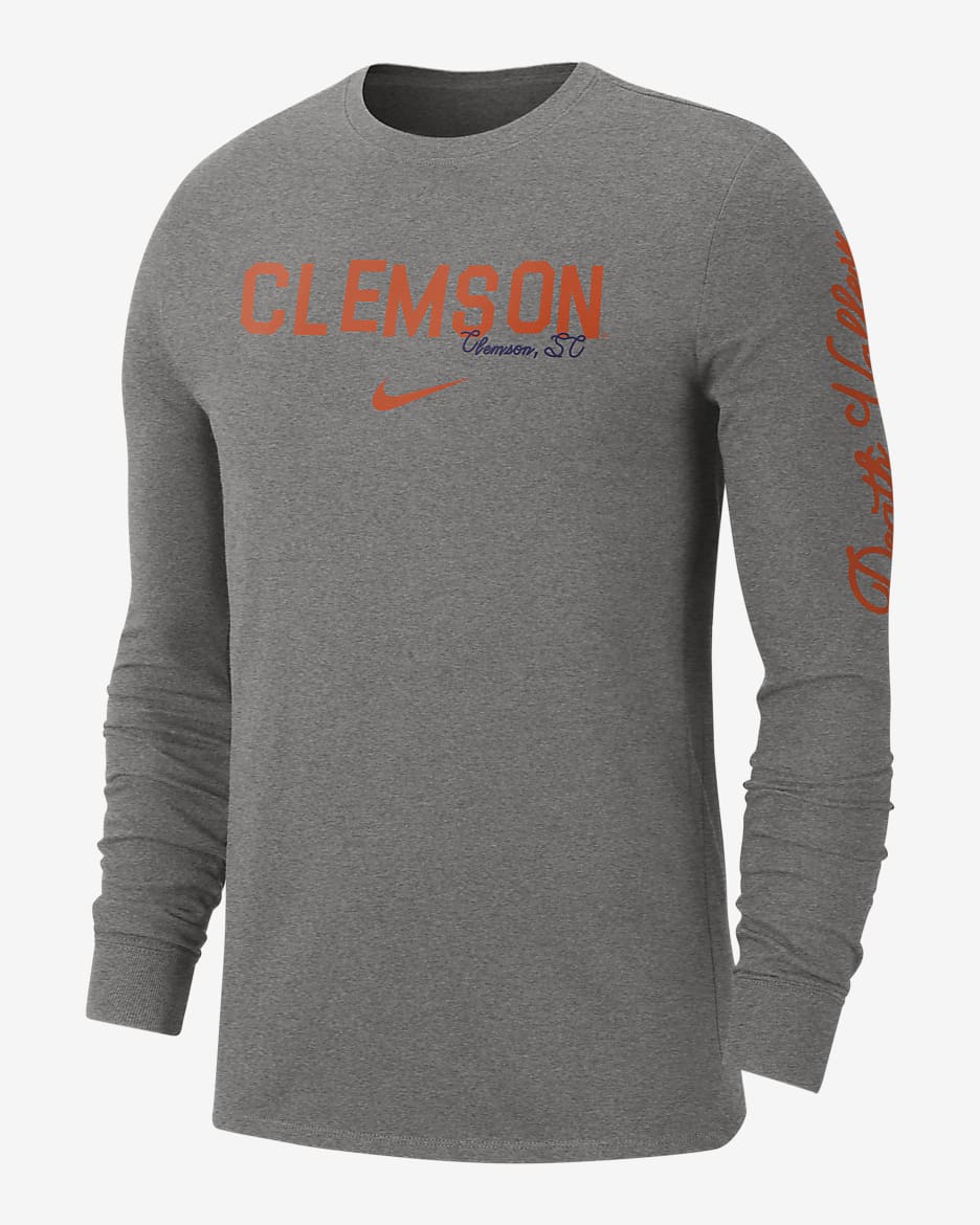 Clemson Men's Nike College Long-Sleeve T-Shirt - Dark Grey Heather