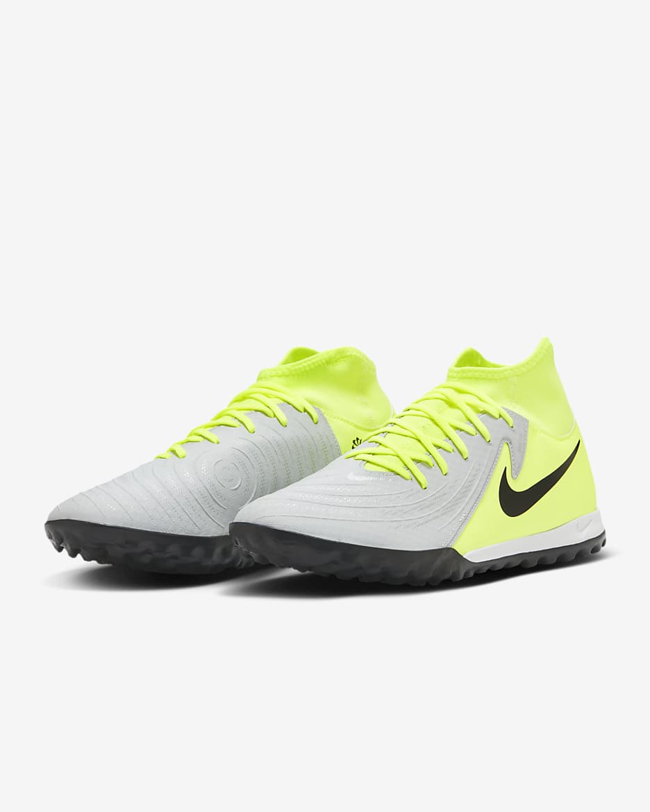 Nike Phantom Luna 2 Academy TF High-Top Football Shoes - Metallic Silver/Volt/Black