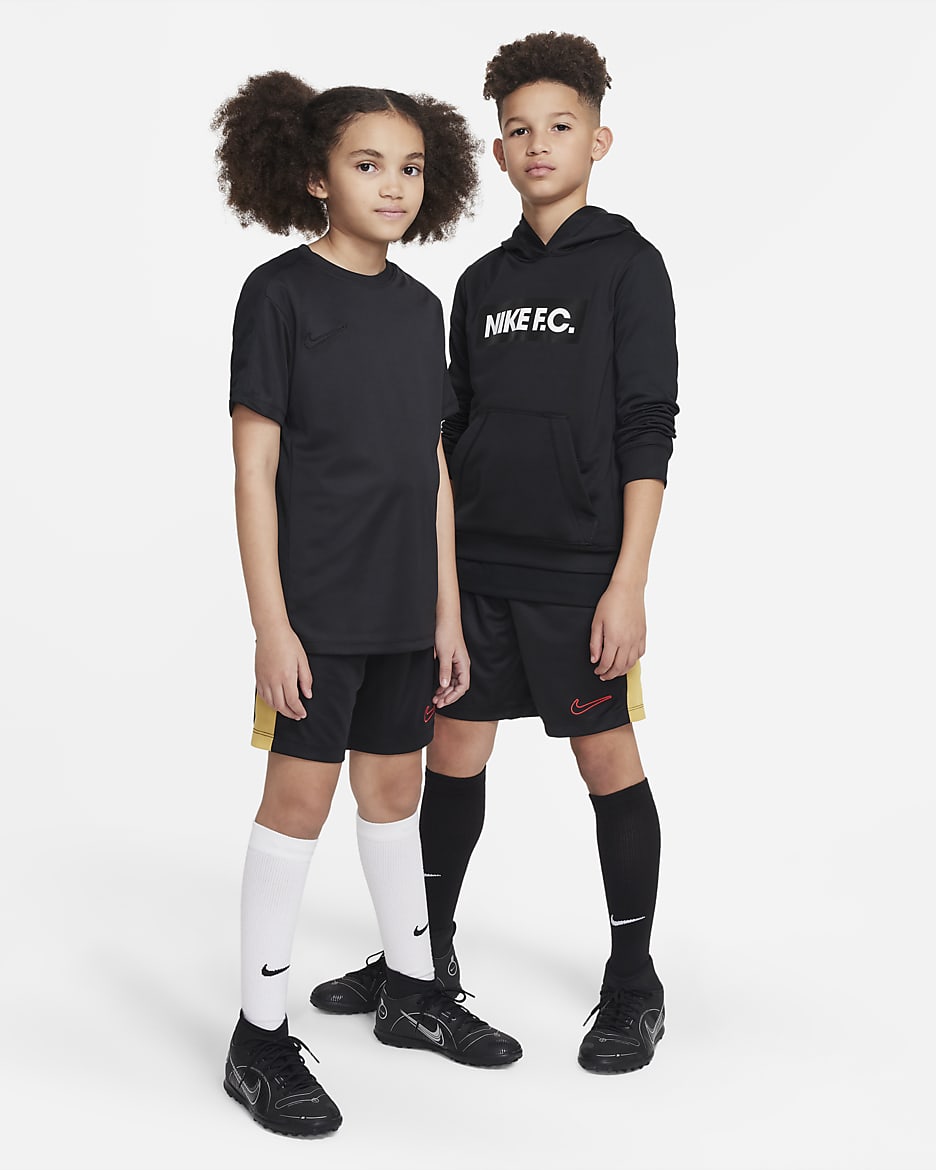 Nike Dri-FIT Academy23 Kids' Football Shorts - Black/Wheat Gold/Wheat Gold/University Red