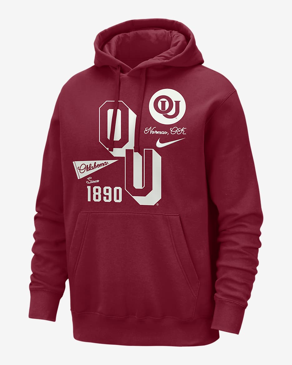 Oklahoma Club Men's Nike College Hoodie - Team Crimson/Summit White
