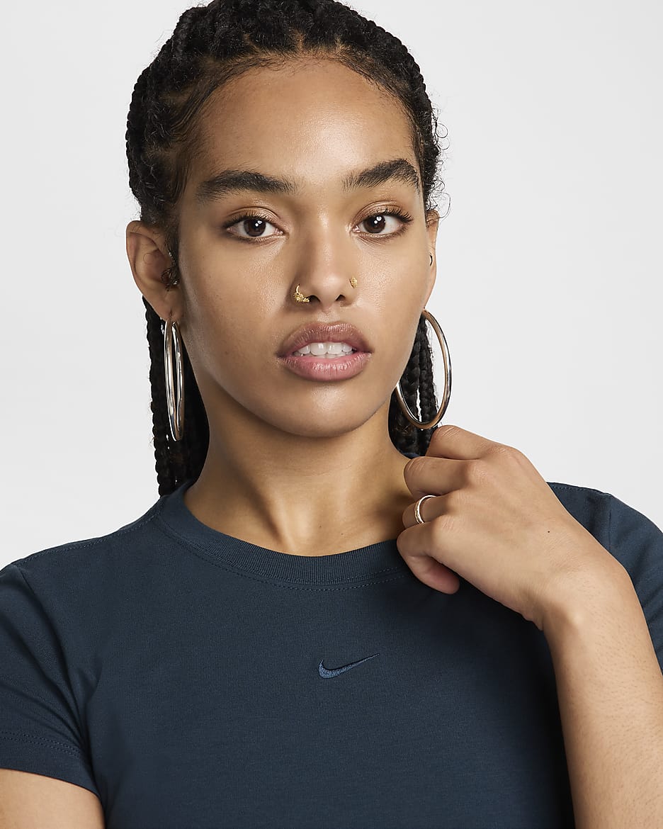 T-shirt Nike Sportswear Chill Knit para mulher - Armory Navy/Armory Navy