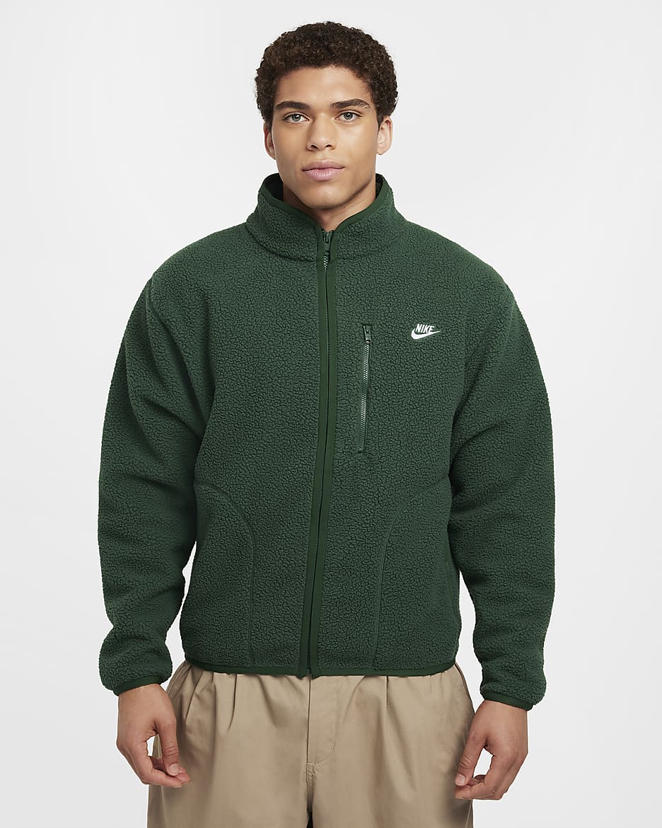 Chamarra de tejido Fleece para hombre Nike Sportswear Club - Abeto/Blanco
