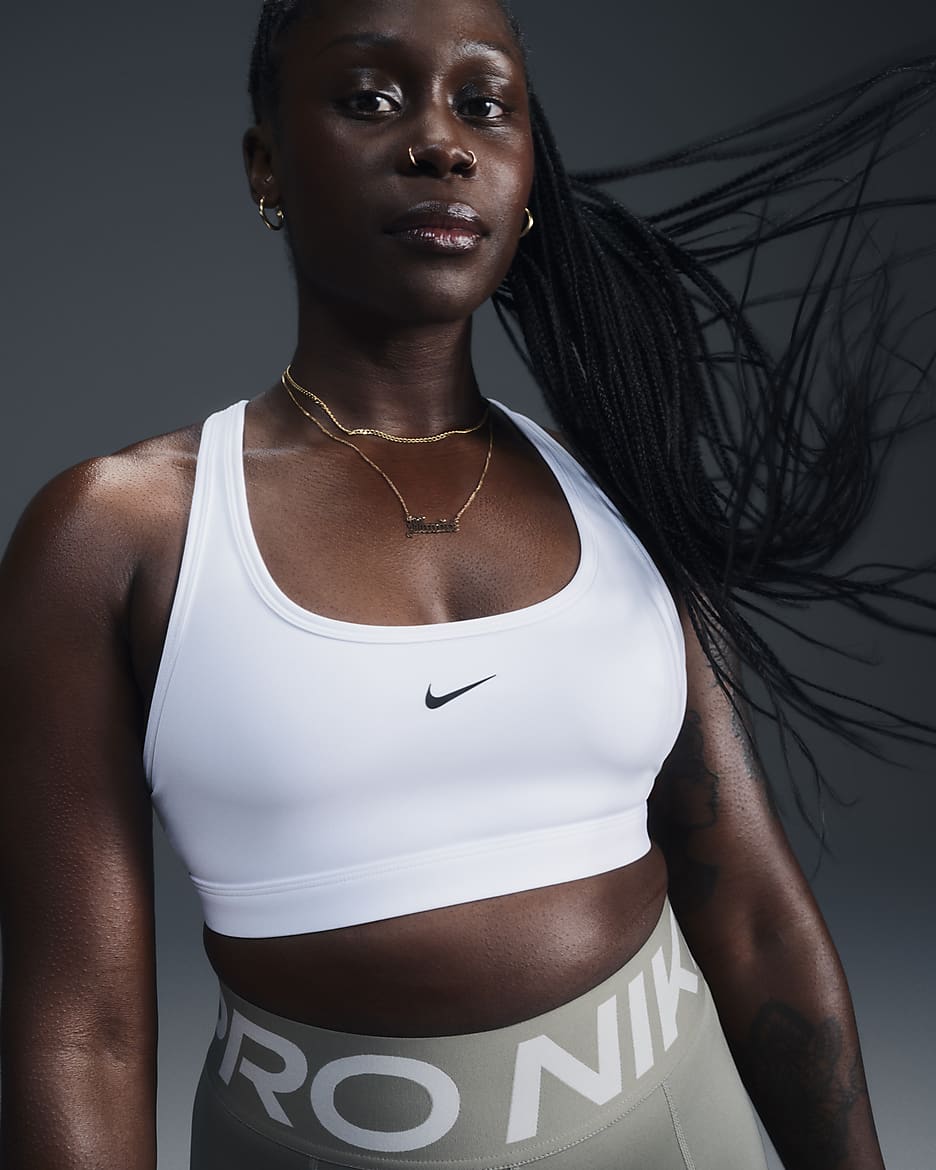 Bra imbottito Nike Swoosh Light Support – Donna - Bianco/Nero