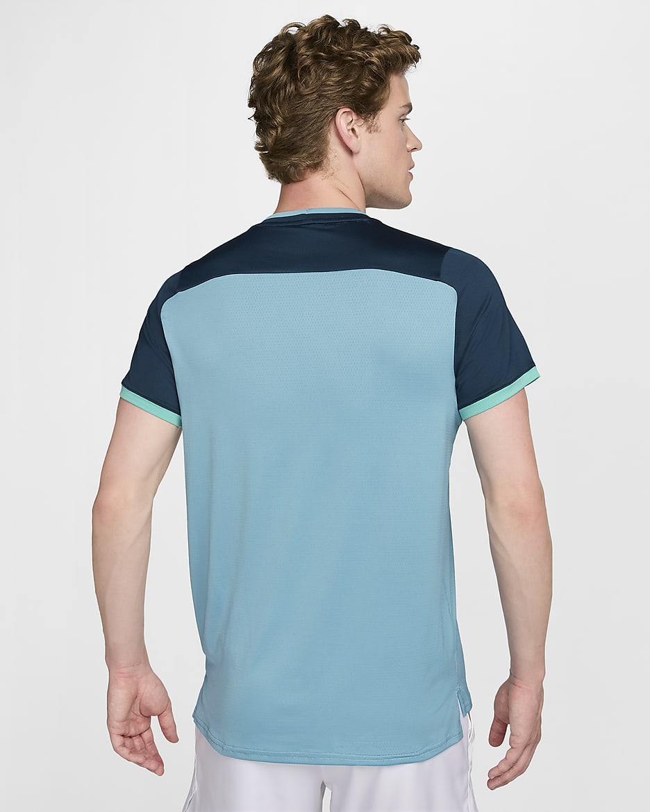 Maglia da tennis Dri-FIT NikeCourt Advantage – Uomo - Denim Turquoise/Armory Navy/Green Frost/Bianco