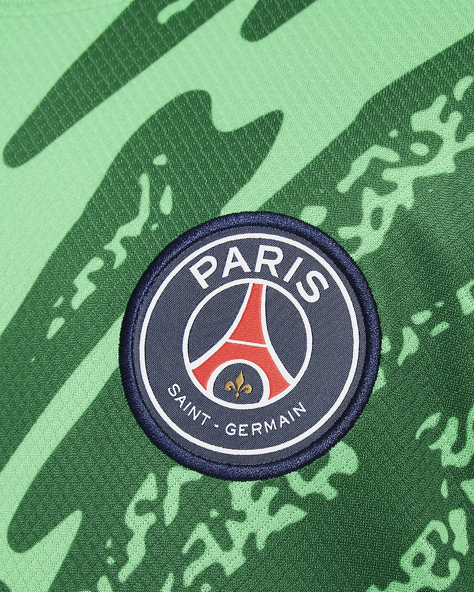 Replika brankářského fotbalového dresu Nike Dri-FIT Paris Saint-Germain Stadium 2024 pro větší děti - Green Spark/Pine Green/Bílá