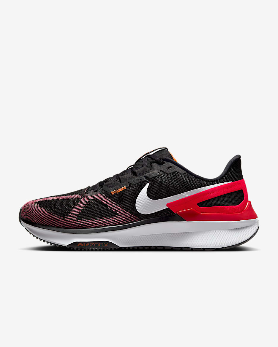 Tenis de correr en pavimento para hombre Nike Structure 25 - Negro/Rojo universitario/Hipercarmesí/Blanco