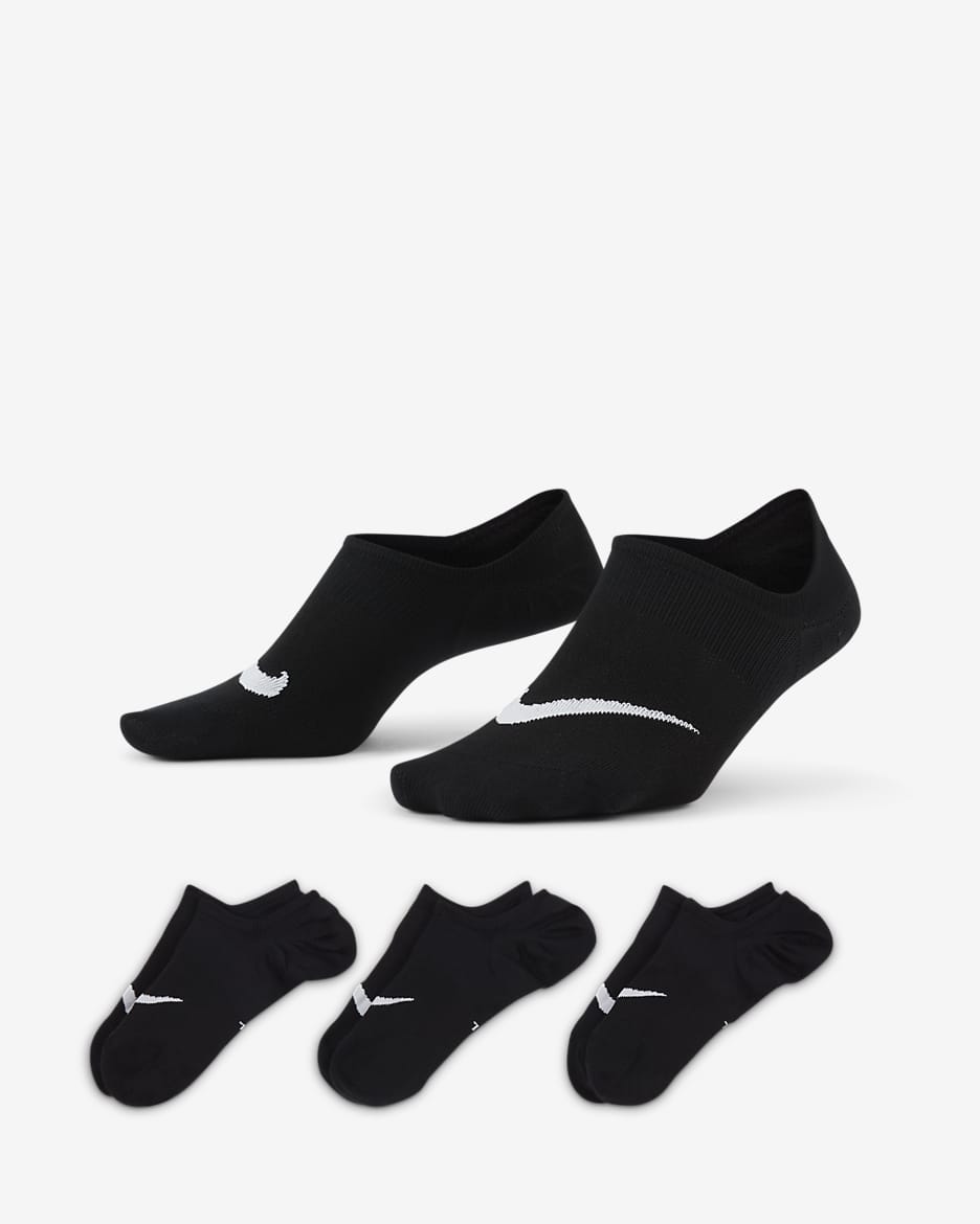 Nike Everyday Plus Lightweight trenings-footiesokker til dame (3 par) - Svart/Hvit