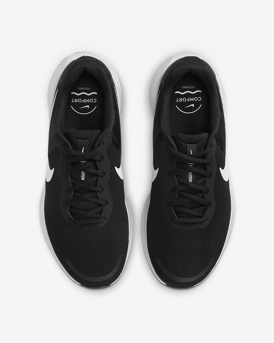 Nike Revolution 7 Men's Road Running Shoes (Extra Wide) - Black/White