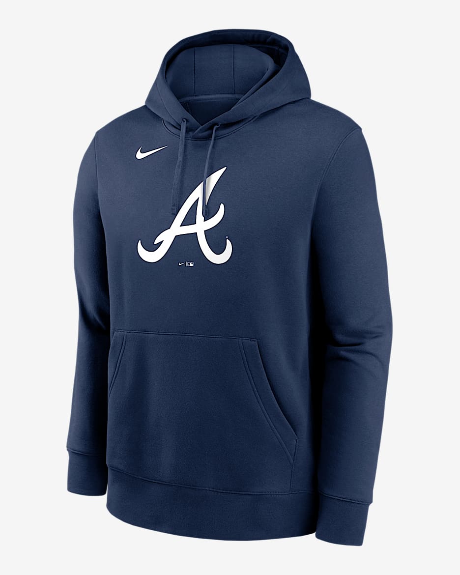 Atlanta Braves Logo Club Men's Nike MLB Pullover Hoodie - Navy