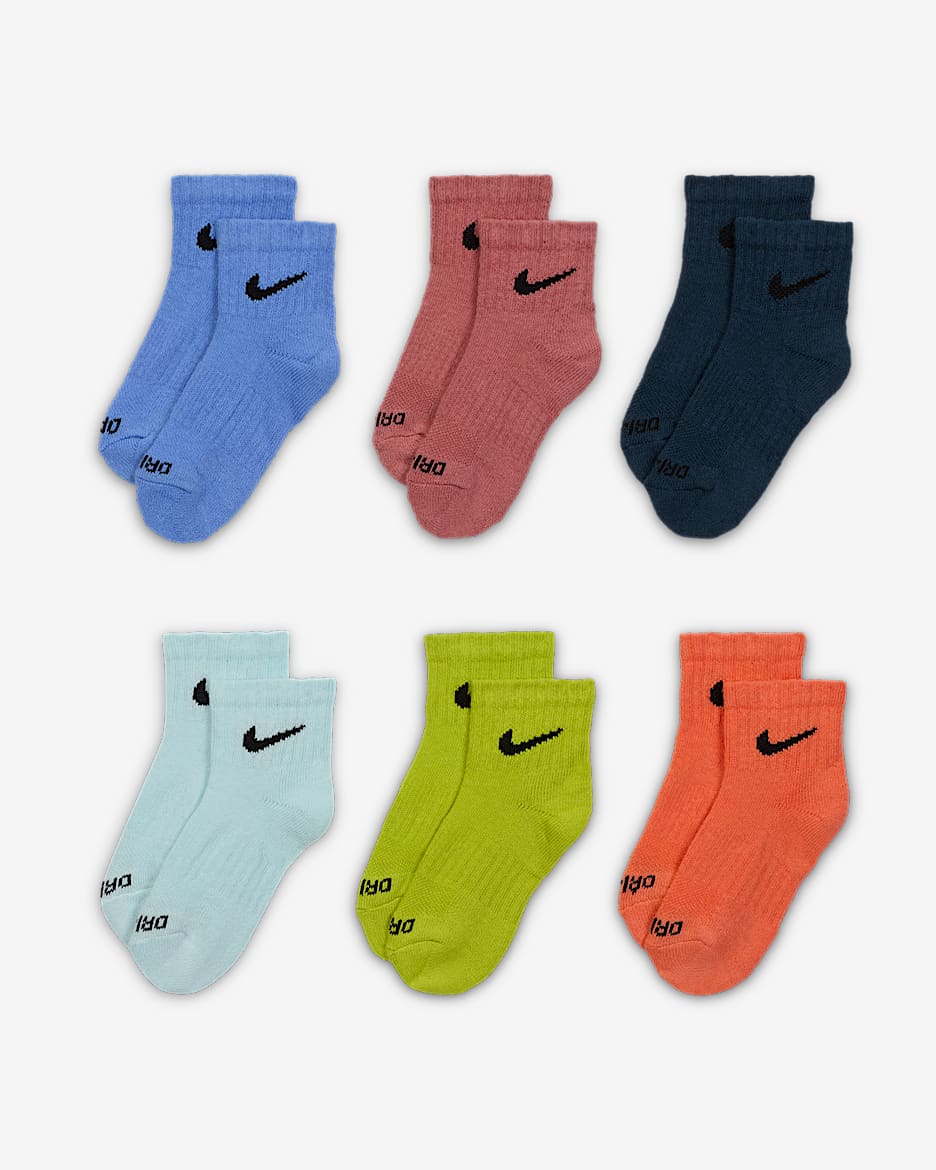 Nike Dri-FIT Performance Basics Little Kids' Quarter Socks (6 Pairs) - Royal Pulse