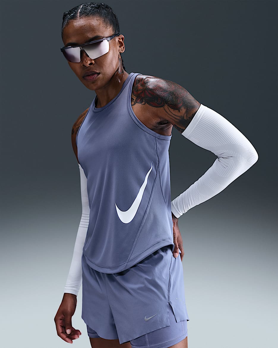 Canotta da running Dri-FIT Nike Tempo Swoosh Run – Donna - World Indigo/Bianco