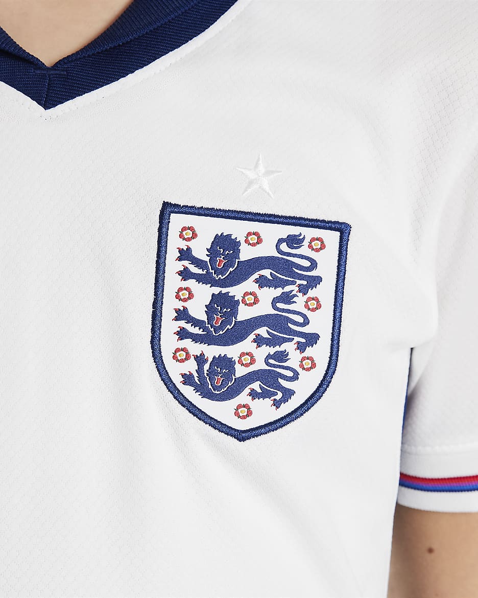 England (Men's Team) 2024/25 Stadium Home Nike Replica Fußballtrikot mit Dri-FIT-Technologie für ältere Kinder - Weiß/Blue Void