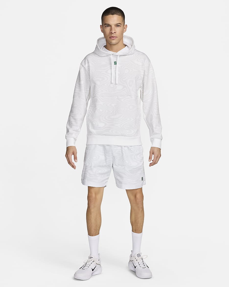 NikeCourt Heritage Men's Dri-FIT Fleece Tennis Hoodie - White/White