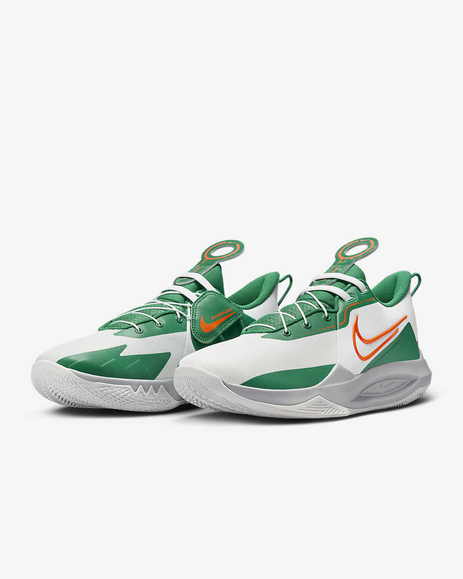 Nike Precision 6 FlyEase Basketball Shoes - White/Malachite/Sundial/Safety Orange