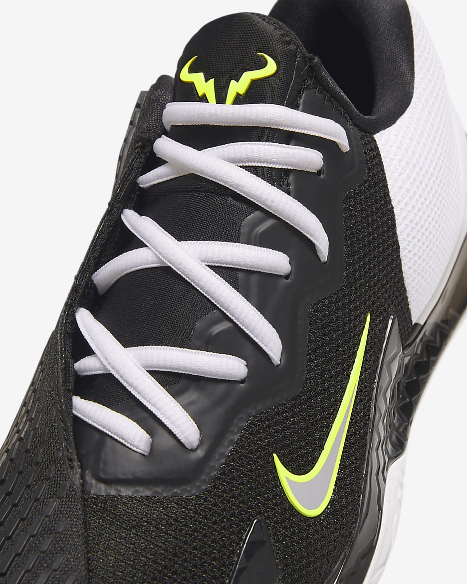 NikeCourt Vapor Cage 4 Rafa Herren-Tennisschuh für Hartplätze - Schwarz/Weiß/Volt/Metallic Silver