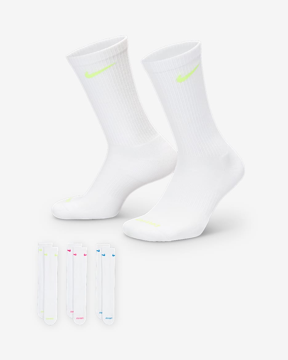 Nike Everyday Plus Cushioned Training Crew Socks (3 Pairs) - Multi-Colour
