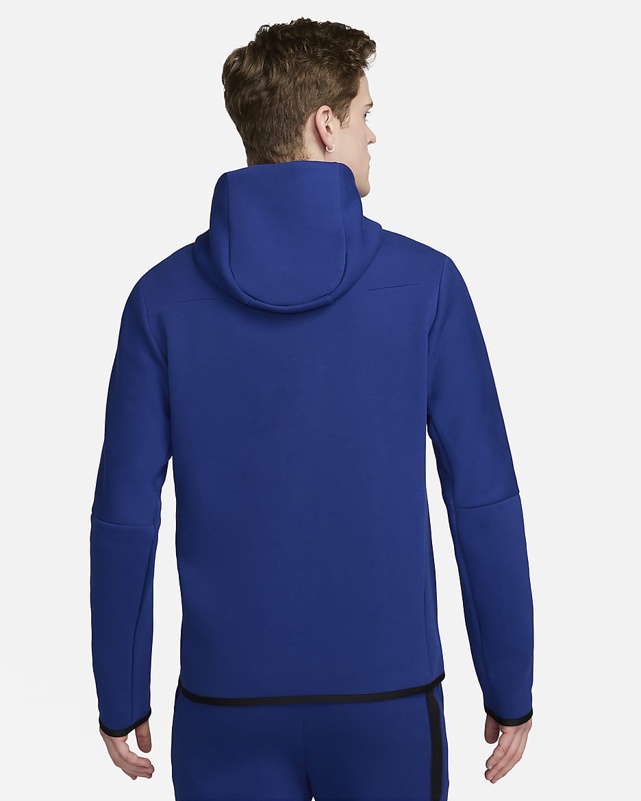 Netherlands Tech Fleece Windrunner Men's Nike Football Full-Zip Hoodie - Deep Royal Blue/Safety Orange