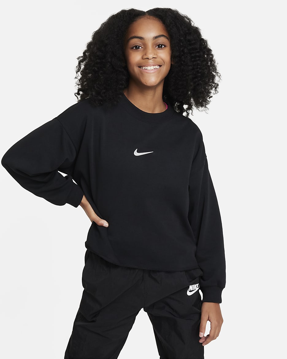 Sweat à col ras-du-cou Dri-FIT Nike Sportswear pour ado (fille) - Noir