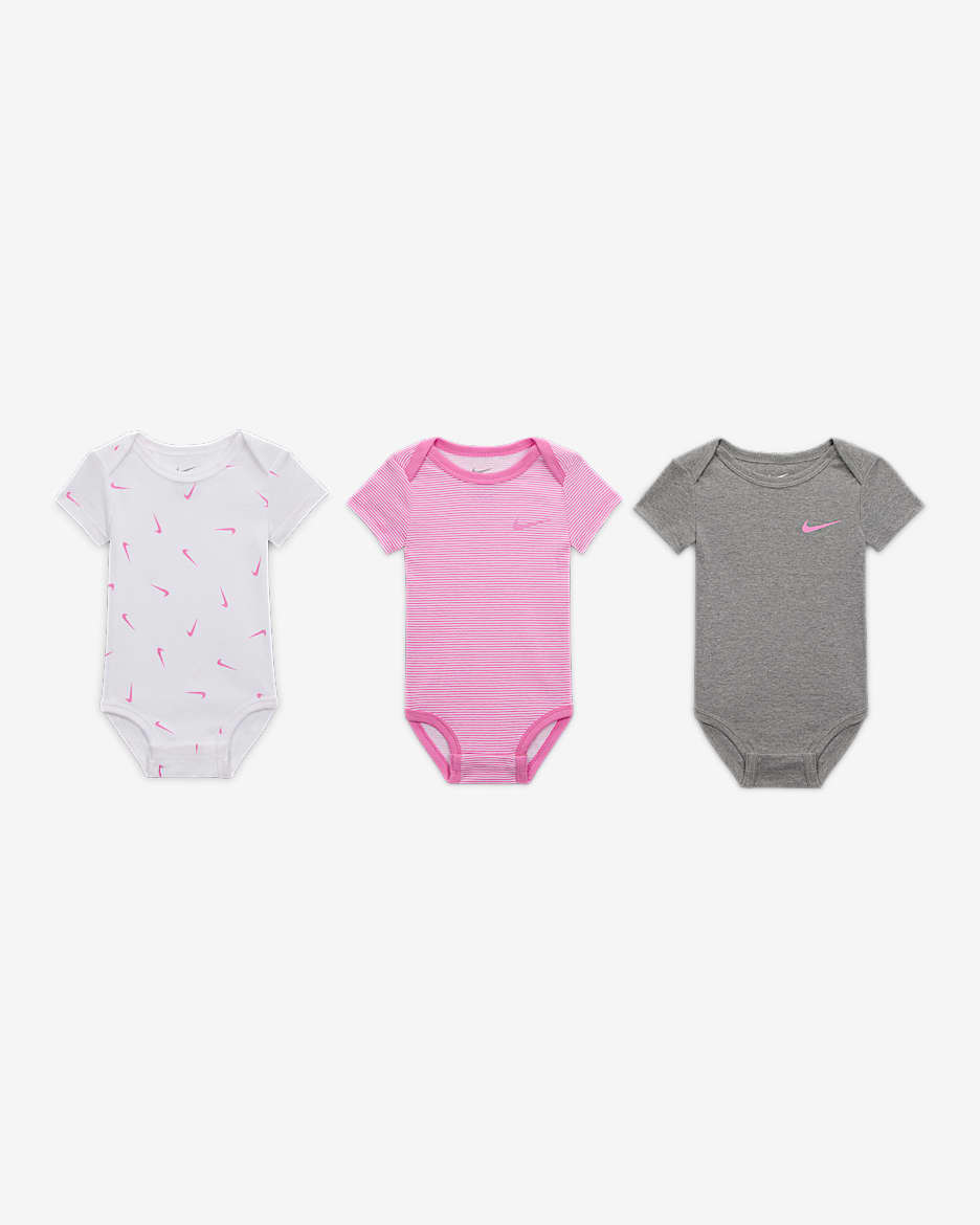 Nike E1D1 Baby (0-9M) Mix and Match Bodysuits (3-Pack) - White