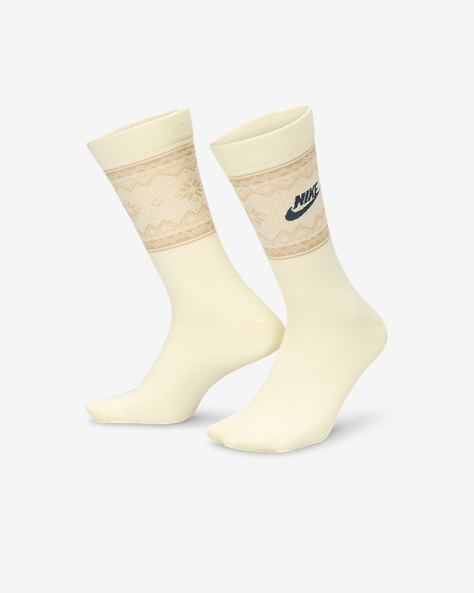 Nike Everyday Essentials Crew Socks (1 Pair) - Coconut Milk/Hemp/Armoury Navy