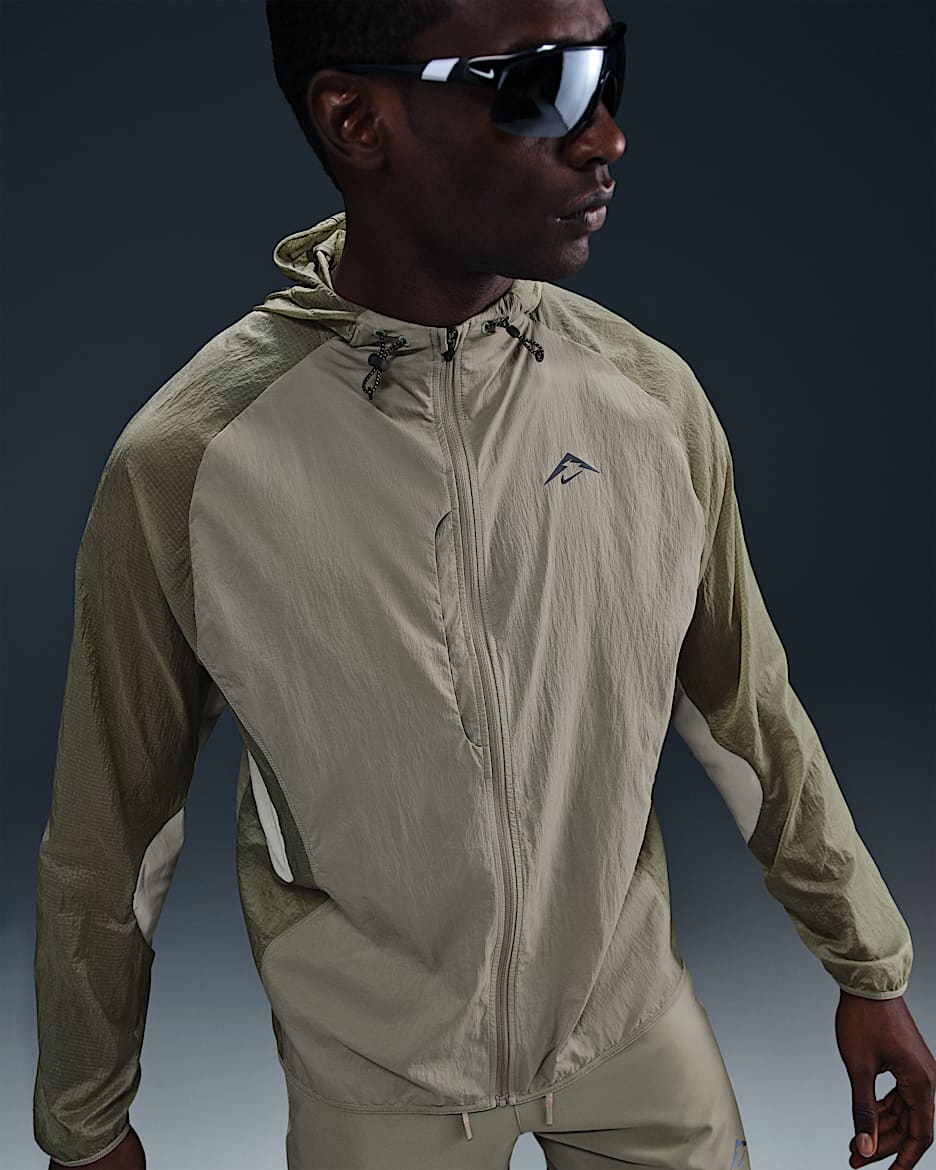 Veste de running Nike Trail Aireez pour homme - Light Army/Jade Horizon/Noir