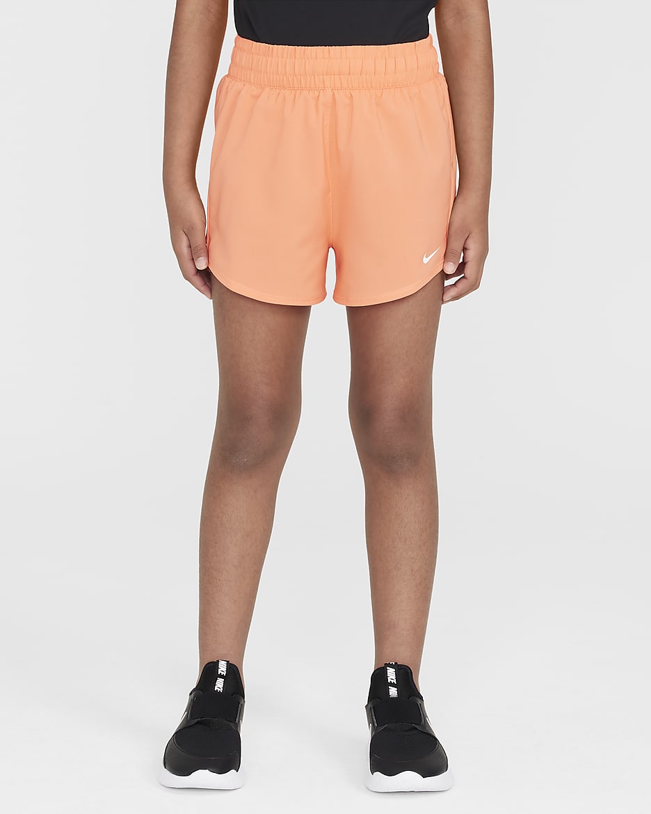 Nike One Older Kids' (Girls') Dri-FIT High-Waisted Woven Training Shorts - Light Wild Mango/White