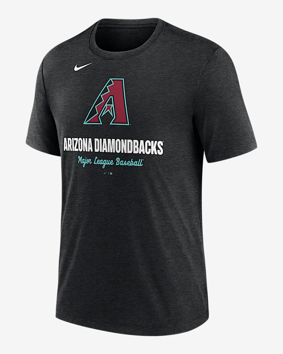 Playera Nike de la MLB para hombre Arizona Diamondbacks Logo - Negro jaspeado