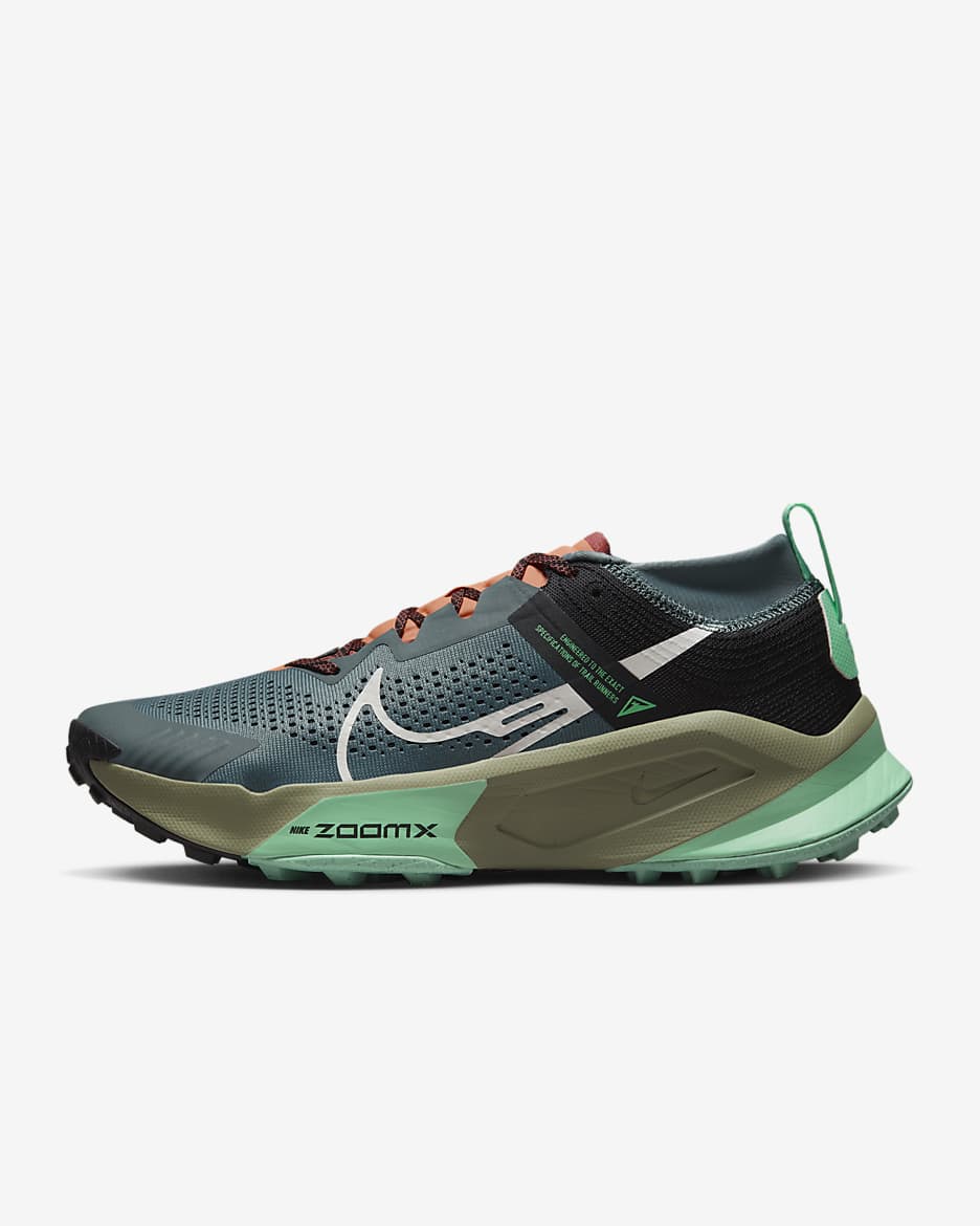 รองเท้าวิ่งเทรลผู้ชาย Nike Zegama - Mineral Slate/ดำ/Green Glow/Light Bone