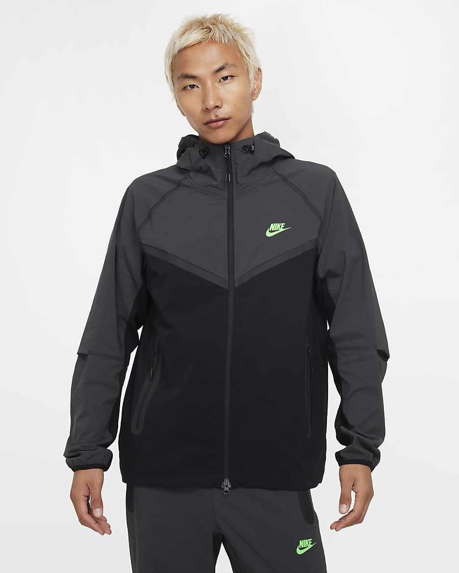 Nike Tech Windrunner Men's Woven Full-Zip Jacket - Black/Anthracite/Green Strike