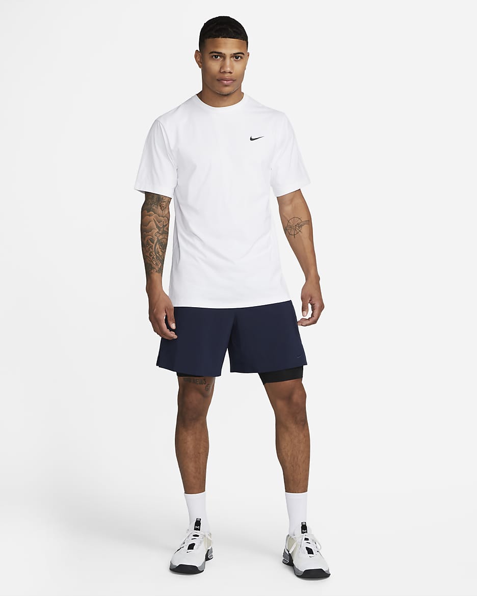 Pánské univerzální tričko Nike Hyverse Dri-FIT UV s krátkým rukávem - Bílá/Černá