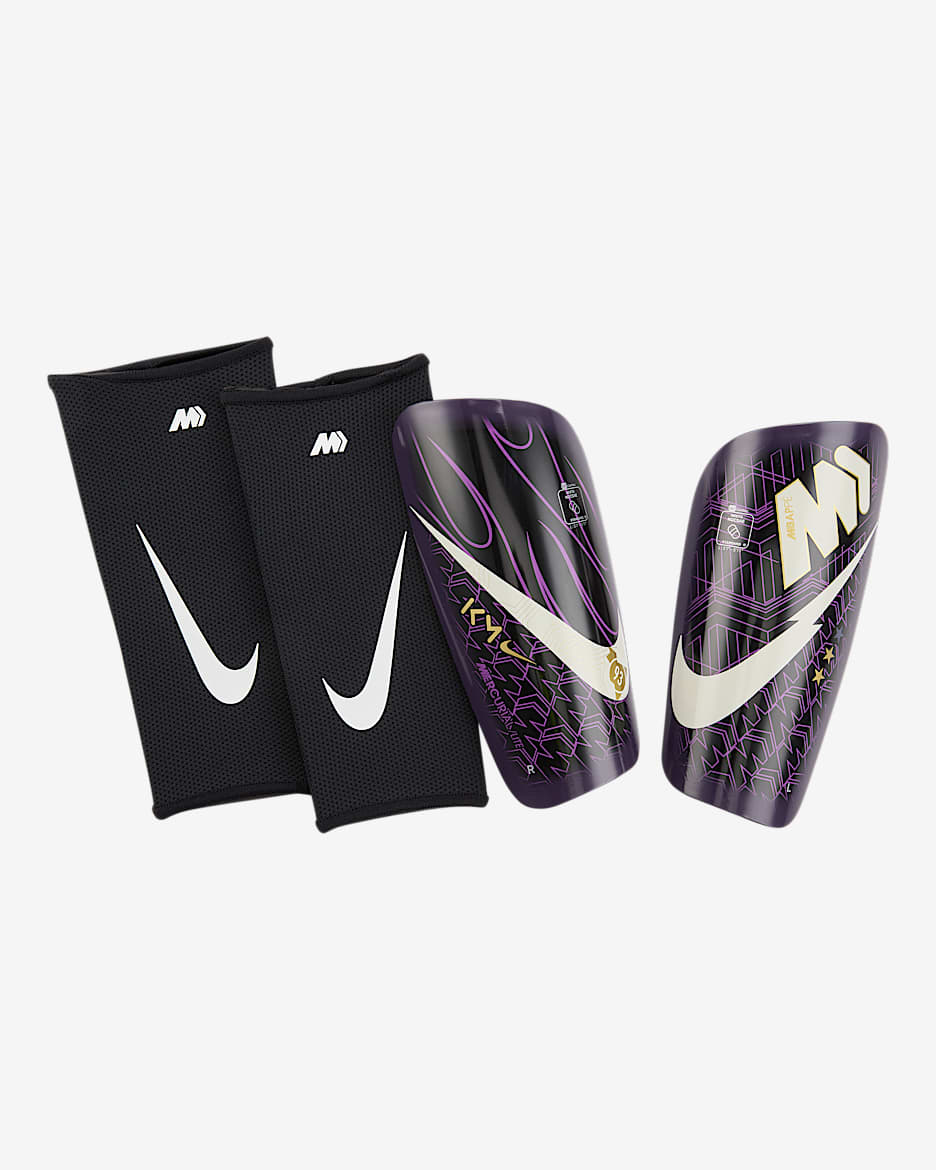 Espinilleras de fútbol Nike Mercurial Dream Speed Lite - Morado grandioso/Negro/Moneda de oro metalizado/Blanco
