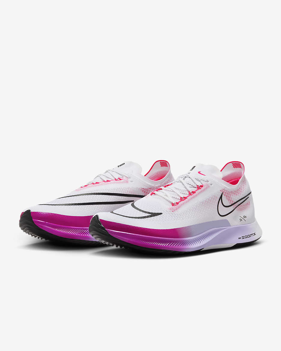 Nike Streakfly Road Racing Shoes - White/Vivid Grape/Purple Agate/Black