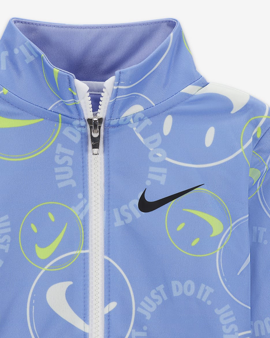 Conjunto de entrenamiento para bebé Nike Smiley Swoosh Printed Tricot Set - Cardo claro