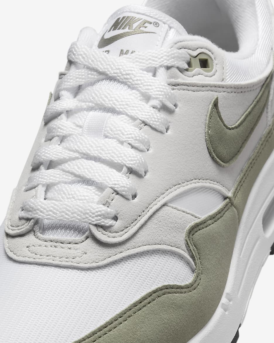 Nike Air Max 1 Women's Shoes - White/Neutral Grey/Black/Light Army