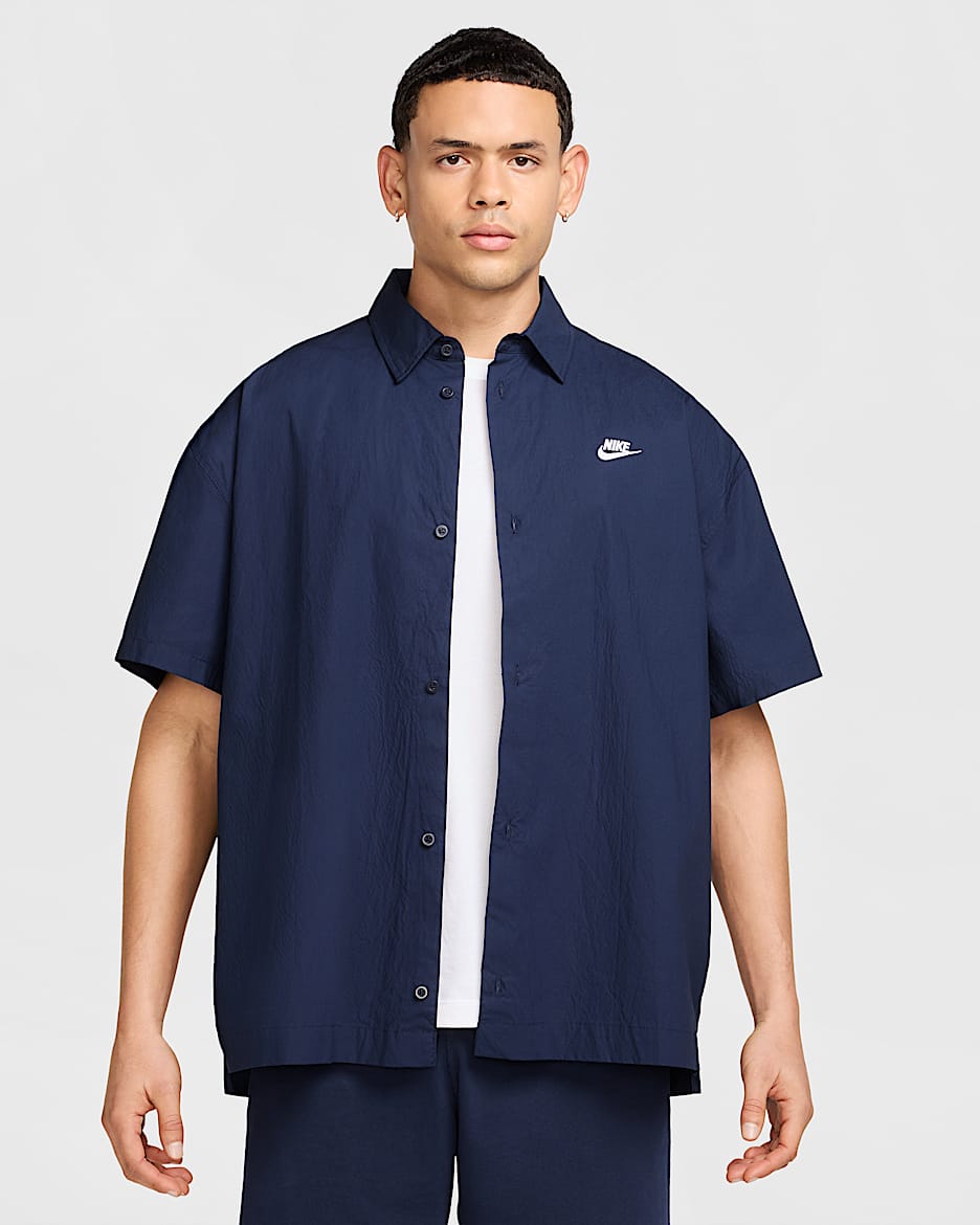 Nike Club Camisa de manga corta - Hombre - Obsidian/Blanco