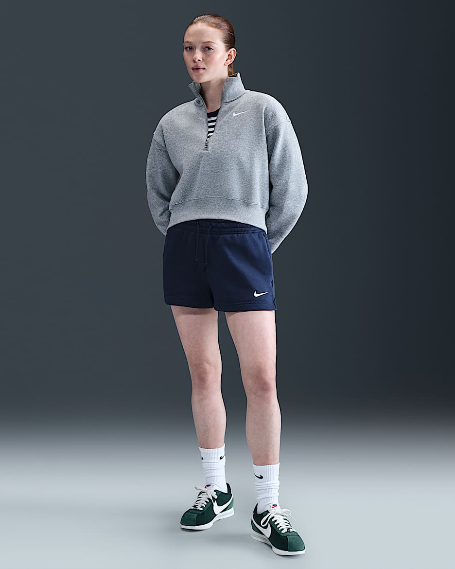 Nike Sportswear Phoenix Fleece Pantalón corto de talle medio de 5 cm - Mujer - Midnight Navy/Sail