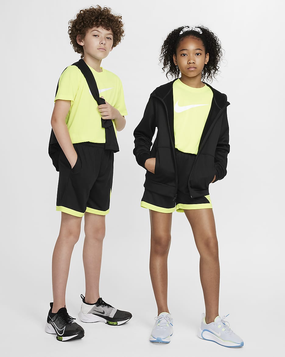 Nike Multi+ Older Kids' Dri-FIT Training Shorts - Black/Volt/Volt