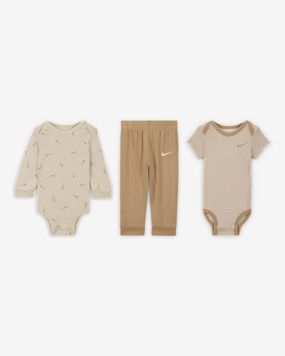 Nike Baby Essentials Baby (0-9M) 3-Piece Bodysuit Set - Pale Ivory