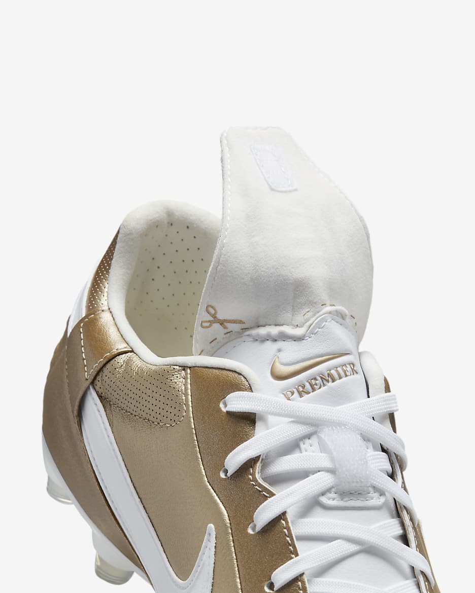 NikePremier 3 Firm-Ground Low-Top Soccer Cleats - Metallic Gold Grain/Metallic Gold Grain/White