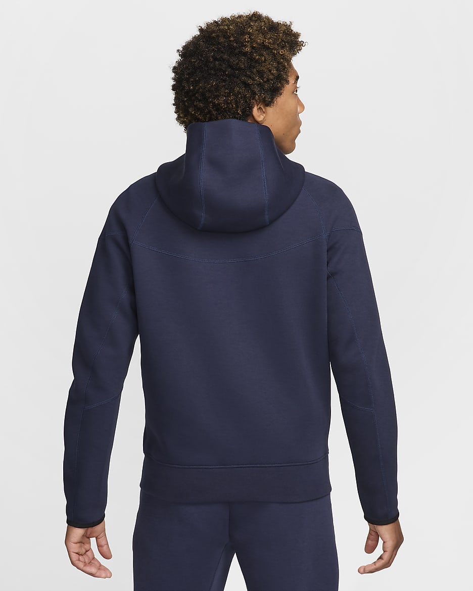 Hoodie de futebol com fecho completo Nike Tech Fleece Windrunner Chelsea F.C. para homem - Obsidian/Guava Ice