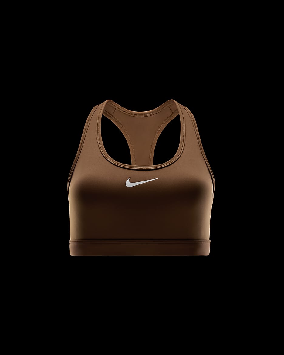 Bra deportivo con almohadillas para mujer Nike Swoosh Medium Support - Tostado británico claro/Blanco