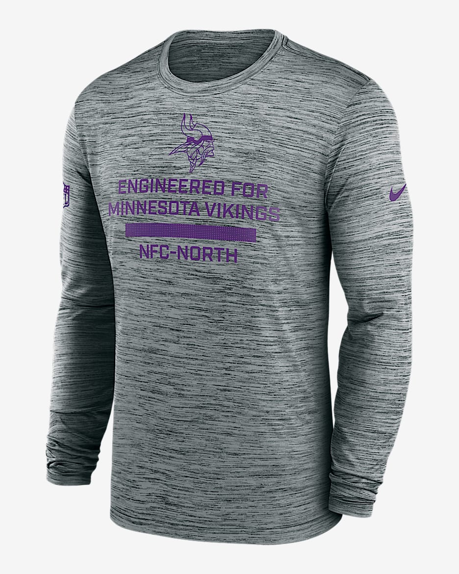 Minnesota Vikings Sideline Team Issue Velocity Men's Nike Dri-FIT NFL Long-Sleeve T-Shirt - Grey