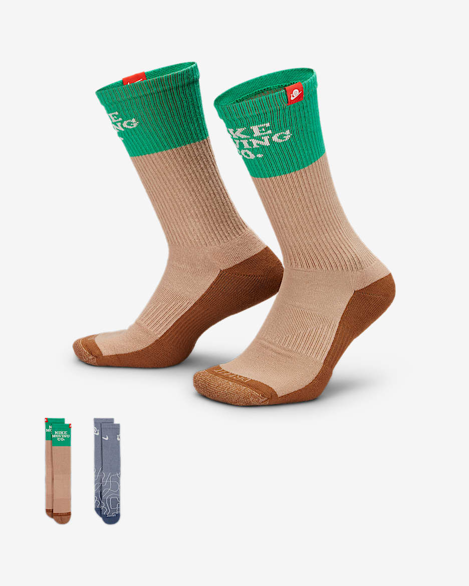 Nike Everyday Plus Cushioned Crew Socks (2 Pairs) - Multi-Color