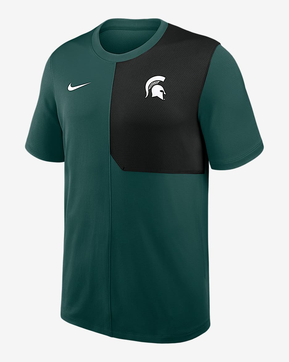 Michigan State Sideline Coach Men's Nike Dri-FIT College Top - Green