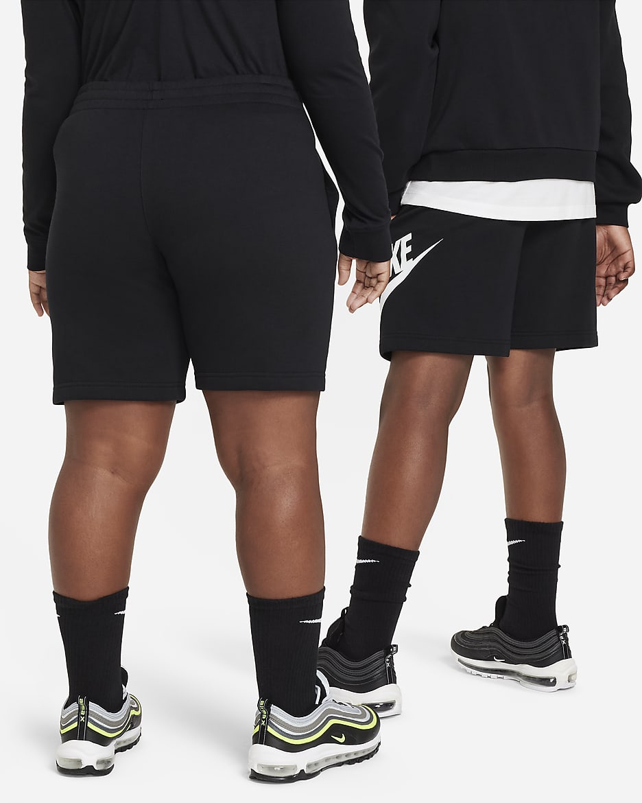 Nike Sportswear Club Fleece Older Kids' French Terry Shorts (Extended Size) - Black/White